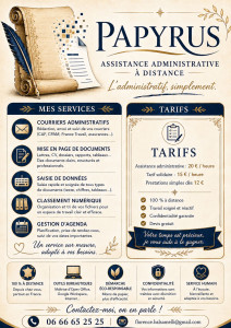 Photo de galerie - Création de documents administratifs, courriers, CV, mises en page et assistance administrative à distance. Service personnalisé, tarifs clairs et devis gratuit.