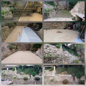 Photo de galerie - Amenagement d'une terrasse en minéral clapicette et muret pierre pour restanque.