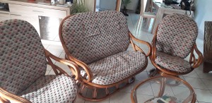Photo de galerie - Confection de housses de canapé et fauteuils en rotin 