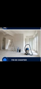 Photo de galerie -     Nettoyage après travaux : enlèvement des poussières, résidus et remise en état complète avant livraison.