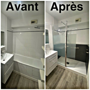 Photo de galerie - Remplacement d'une baignoire par une douch sécurisé en 1 jour .