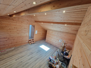 Photo de galerie - Création pièces complète 
Ossature,lambris,plancher osb,parquet