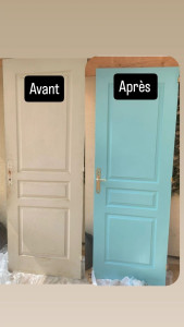 Photo de galerie - Peinture et vernissage d'une porte et ses ferrures