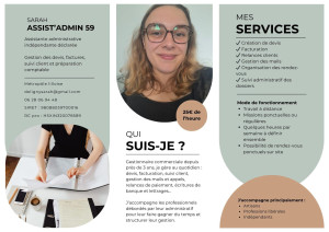 Photo de galerie - Plaquette de mes services en tant qu'assistante administrative.
