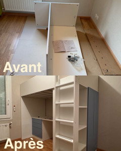 Photo de galerie - J’ai assemblé un lit superposé pour enfant avec un bureau en dessous.