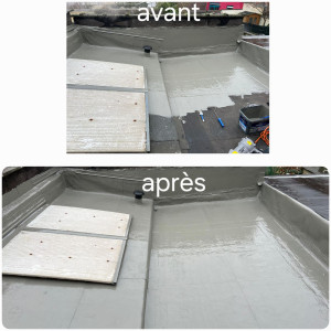 Photo de galerie - Pose d'une membrane liquide d'étanchéité