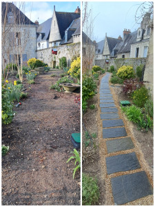 Photo de galerie - Création d’une allée en dalle quartzite 