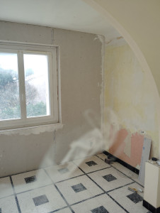 Photo de galerie - Pose placoplâtre sur rails 