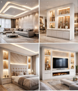 Photo de galerie - Suite de la rénovation d'agencement intérieur :
lissage des murs - ponçage des murs au 220 - mise en peinture - pose de papier peint 