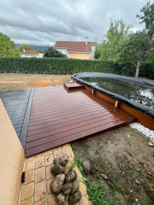 Photo de galerie - Pose d’une terrasse en bambou MOSO