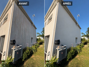 Photo de galerie - Nettoyage de façade avant après produit professionnel