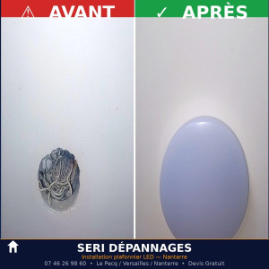 Photo de galerie - Installation plafonnier led.