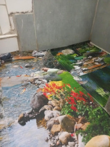 Photo de galerie - Images 3D une invention étanche pour la douche ça fait comme un vrai aquarium le sol