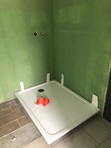 Photo de galerie - A : Création salle de bain et pose d’une douche italienne 