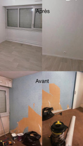 Photo de galerie - Parquet / carrelage papier peint. peint les murs