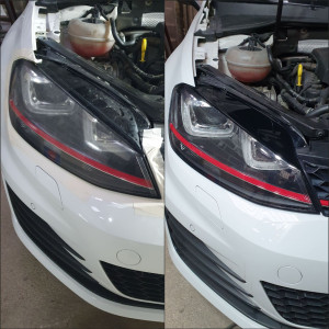Photo de galerie - Rénovation d'optiques sur une VW Golf GTI ! 