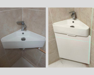 Photo de galerie - Création et pose meuble sous évier sur mesure