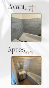Photo de galerie - Changement carrelage et meuble vasque et pose pare baignoire 