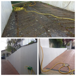 Photo de galerie - Nettoyage d´une allée de garage , reprise des fissures , et peinture deux couches qui as donnée un très bon résultat. 