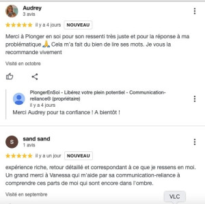 Photo de galerie - Avis Google concernant mon activité.