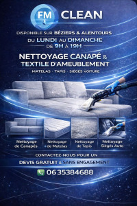 Photo de galerie - Nettoyage de canapé en profondeur pour éliminer les taches  les odeurs et les acariens. contacter moi pour un devis. Merci 