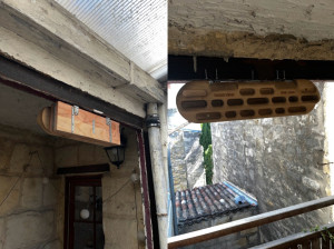 Photo de galerie - Création d’un support en bois massif sur poutre en acier et pose d’une « planche d’escalade »