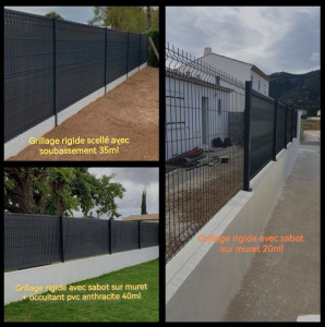 Photo de galerie - Différente réalisation de pose de clôture en grillage rigide 
