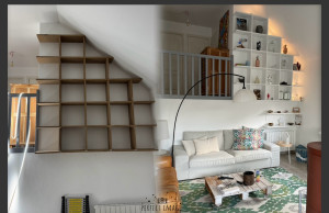 Photo de galerie - Fabrication d’une bibliothèque sur mesure en médium et fixation invisible 