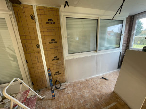 Photo de galerie - Pose de placo et bande de calico après avoir changer  les menuiserie 