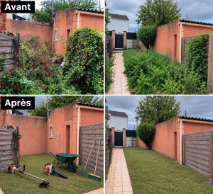 Photo de galerie - Débroussaillage et remise en état d’un jardin voici le avant/après 