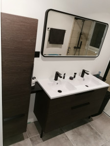 Photo de galerie - Montage et pose d une colonne et meuble double vasque,rénovation complète de la salle de bain