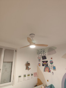 Photo de galerie - Pose et raccordement ventilateur plafond luminaire 