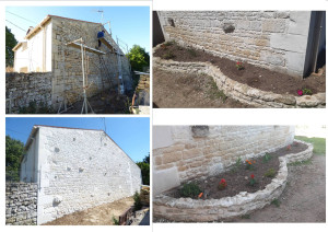 Photo de galerie - Rénovation de joints de pierres et création de massif de fleurs