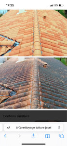 Photo de galerie - Voici un nettoyage effectué, trois produits, quatre étapes avec un rasage avec garantie sur une toiture, nous pourrons l’effectuer pour éviter un changement qui est très onéreux