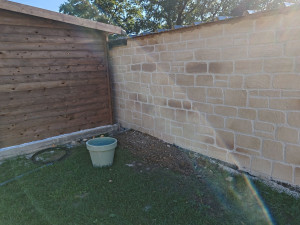 Photo de galerie - Réalisation d'un enduit sur un mur effet
 pierre