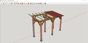 Photo de galerie - Illustration 3D d'un carport en bois (Fixation par tenon-mortaise; cheville bois)