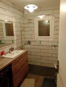 Photo de galerie - Salle d'eau avec douche à l'italienne et meuble vasque 