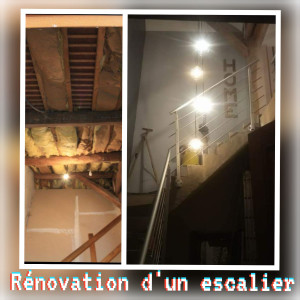 Photo de galerie - Rénovation d'un escalier 

Pose plaque de plâtre et isolant, carrelage, peinture, lumière sur mesure, remplacement du garde corp