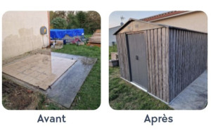 Photo de galerie - Cabanon de jardin en métal / imitation bois 