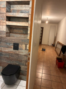 Photo de galerie - Pose d’un double wc encastrable avec niche + pose de la faïence 