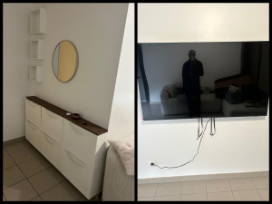 Photo de galerie - Fixation support+télé/miroir/meubles chaussures/deco