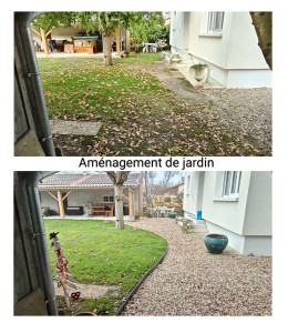 Photo de galerie - Création d'une allée en cailloux avec bordure 