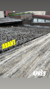 Photo de galerie - Nettoyage d une toiture en fibro ciment 