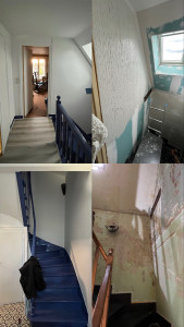 Photo de galerie - Enduit,peinture,cage de escalier,placo,parquet,