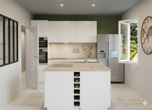 Photo de galerie - Grande cuisine avec îlot (visuel 3D en réalité augmentée)
