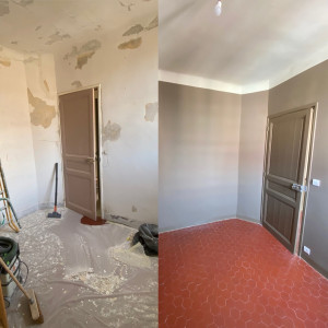 Photo de galerie - Pose de Toile de rénovation et mise en peinture de la toile
