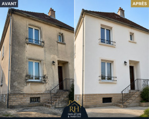 Photo de galerie - Avant / Après – Rénovation et peinture extérieure de façade. Préparation du support et mise en peinture pour une finition propre, uniforme et durable.