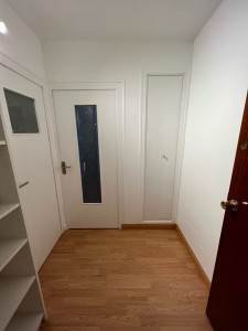 Photo de galerie - Pose d’une toile de verre + peinture, ponçage et peinture des portes