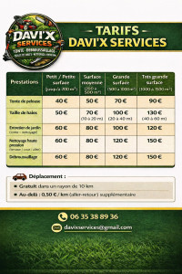 Photo de galerie - Grille tarifaire contacter moi si besoin. 