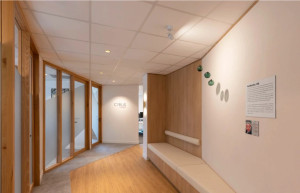 Photo de galerie - Réalisation de l’installation électrique d’un espace professionnel, avec pose et raccordement des éclairages encastrés au plafond. Installation soignée et adaptée à l’aménagement intérieur, avec une finition propre et discrète.

